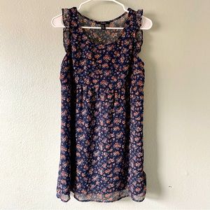 Navy Blue Floral F21 Babydoll Dress Size Med